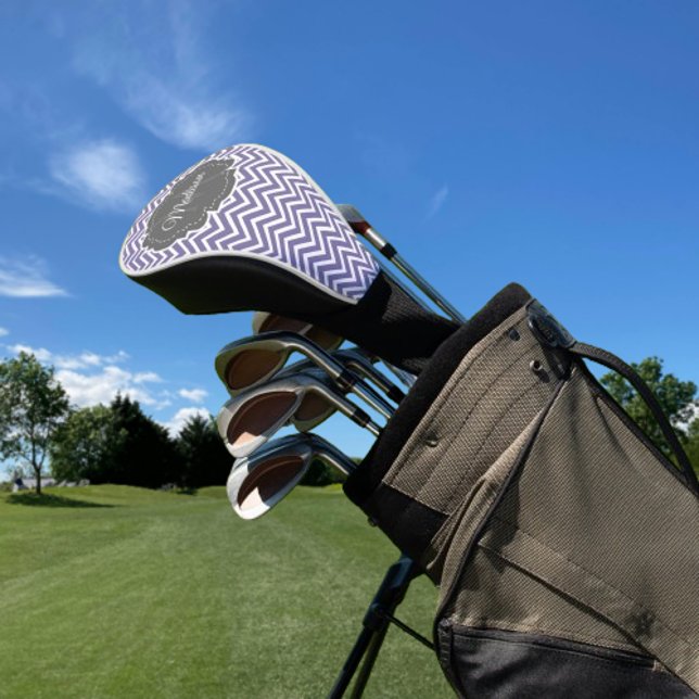 Lila Zickzack Personalisiert Golf Headcover (Purple Chevron Personalized Golf Head Cover)