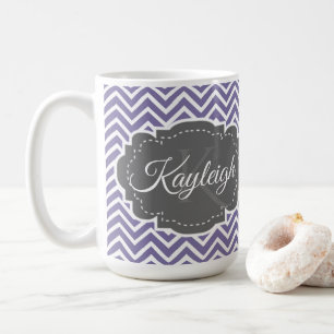 Lila Zickzack Personalisiert Kaffeetasse