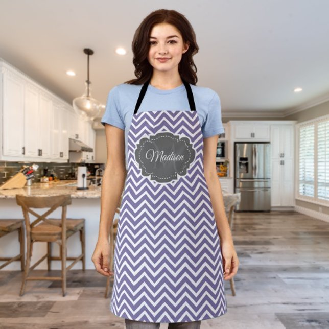 Lila Zickzack Personalisiert Schürze (Purple Chevron Personalized Apron)