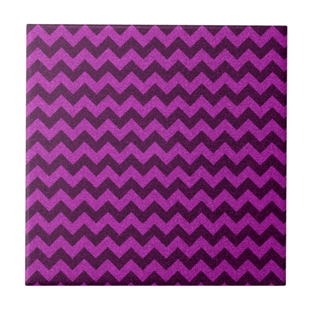 Lila Zig Zag Glitzer Fliese (Vorderseite)