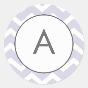 Lila Zig Zag Zickzack Muster Monogramm Runder Aufkleber