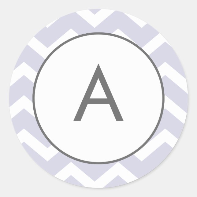 Lila Zig Zag Zickzack Muster Monogramm Runder Aufkleber (Vorderseite)