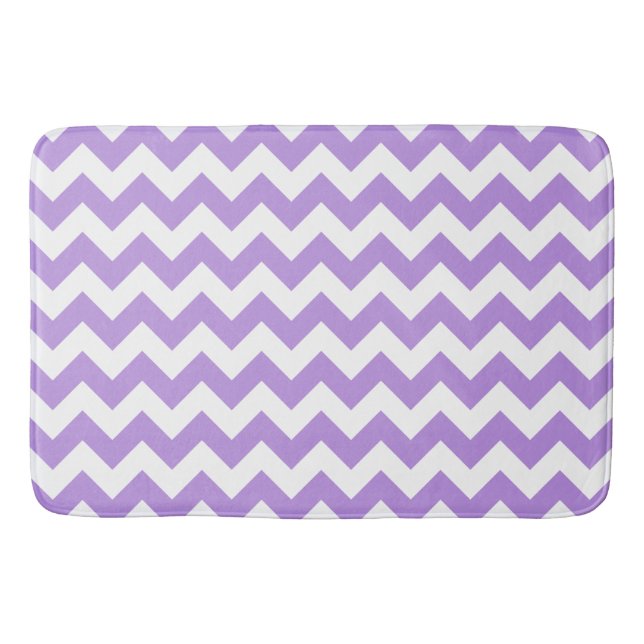 Lila Zigzag, Lila Zickzack, geometrisches Muster Badematte (Vorderseite)