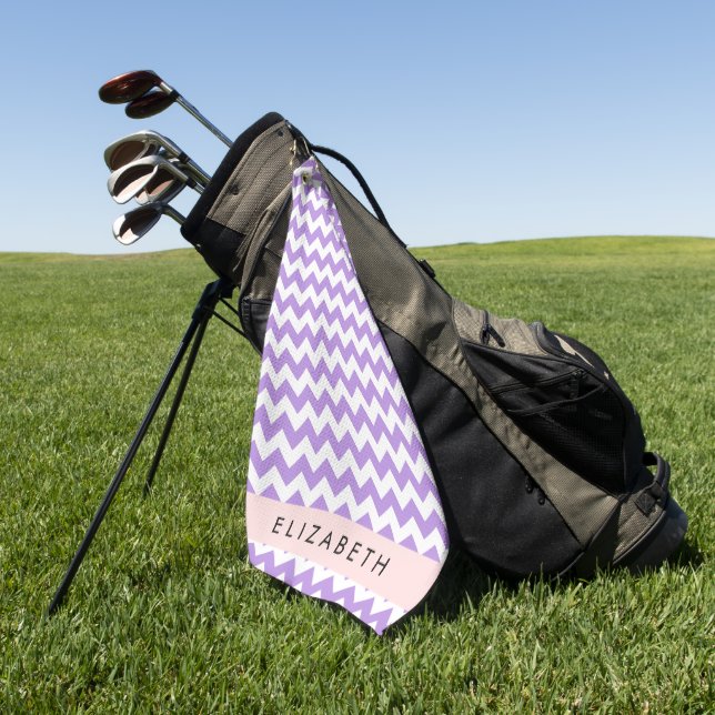 Lila Zigzag, Lila Zickzack, Ihr Name Golfhandtuch (Gras)
