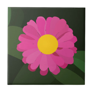 Lila Zinnienblume Floral Fliese