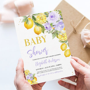 Lila Zitrus Blumen Mädchen Babyparty-Einladung Einladung