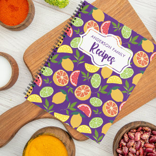 Lila Zitrusfrüchte Lemon Orange Muster Produktreih Notizbuch