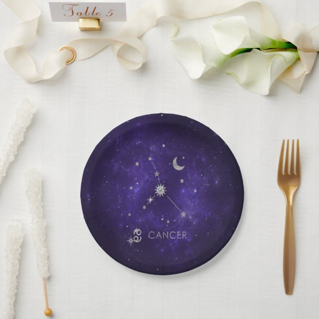 Lila Zodiakarzinom | Kosmisches Astrologie Horosko Pappteller (Hochzeit)