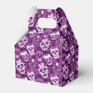 Lila Zuckerschädel Blumenornamentmuster Geschenkschachtel