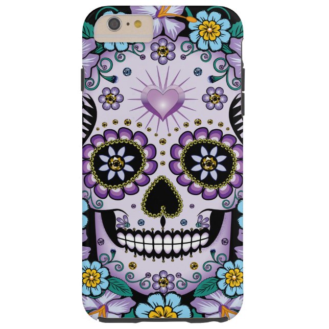 Lila Zuckerschädel mit Blume Case-Mate iPhone Hülle (Rückseite)