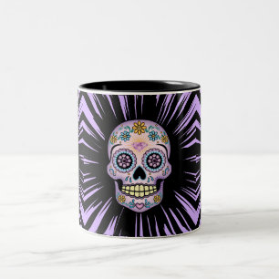 Lila Zuckerschädel Zweifarbige Tasse