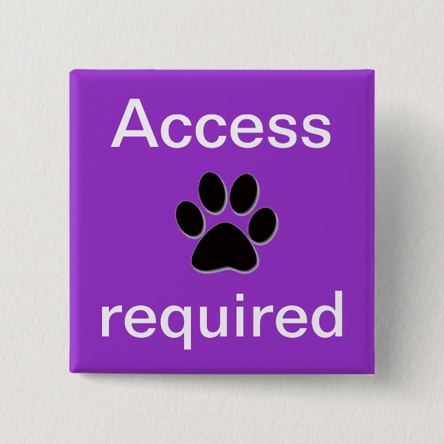 Lila Zugang erforderliches pawprint Button (Vorderseite)