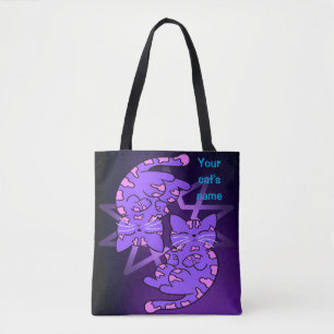 Lila Zwillinge-Kätzchen-Dekagon Lila Tasche
