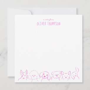 Lilac A Note from Niedlich Dog Animal Sketch Note Mitteilungskarte