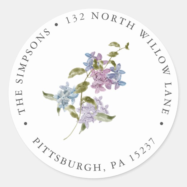 Lilac Adresse de retour Sticker rond classique (Devant)
