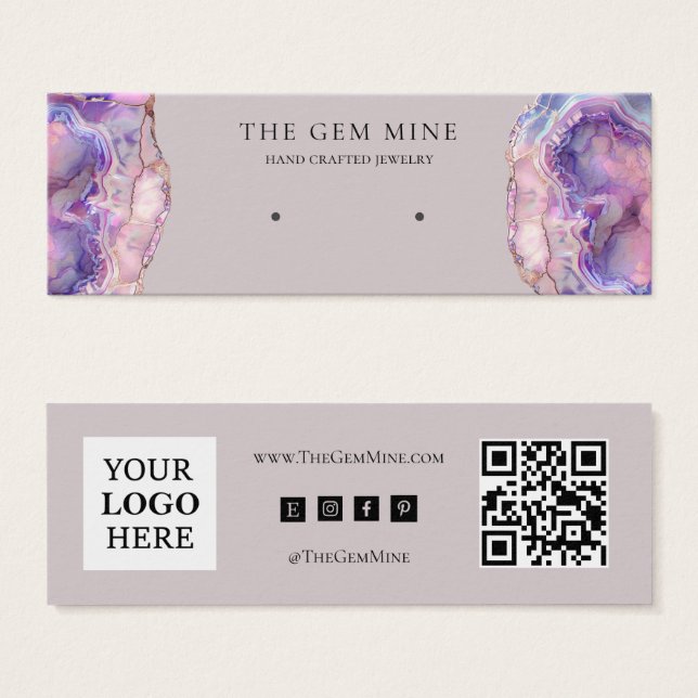 Lilac Agate Earring Mini Display Business Card (Devant & derrière)