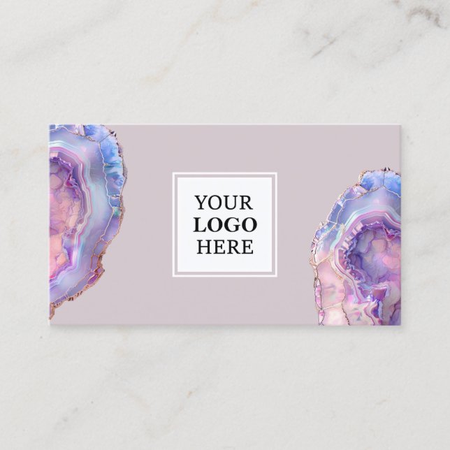 Lilac Agate Geode Business Card Visitenkarte (Vorderseite)