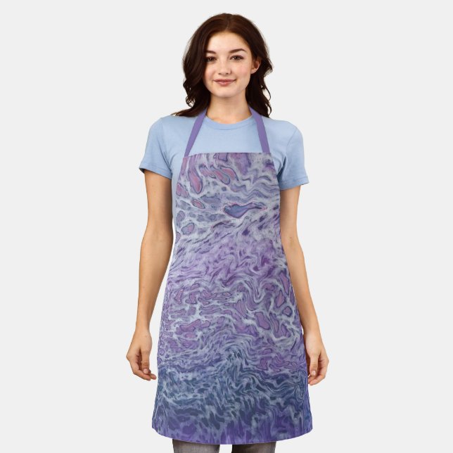 Lilac Akrylic Posing Abstrakt Fluid Art Schürze (Getragen)