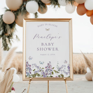 Lilac and Butterflies Babydusche Willkommen Poster