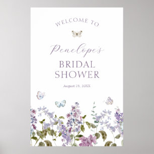Lilac and Butterflies Brautparty Willkommen Poster