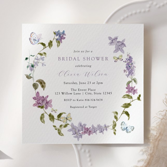 Lilac and Butterflies Bridal Dusche Einladung (Von Creator hochgeladen)