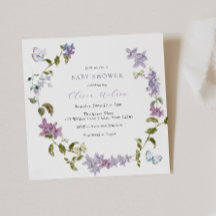Lilac and Butterflies Kinderdusche Einladung