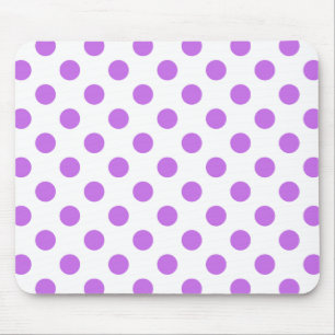 Lilac and white polka dots mousepad