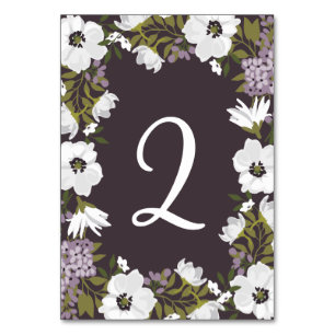 Lilac Anemone Bloms Tischnummern Flat Card