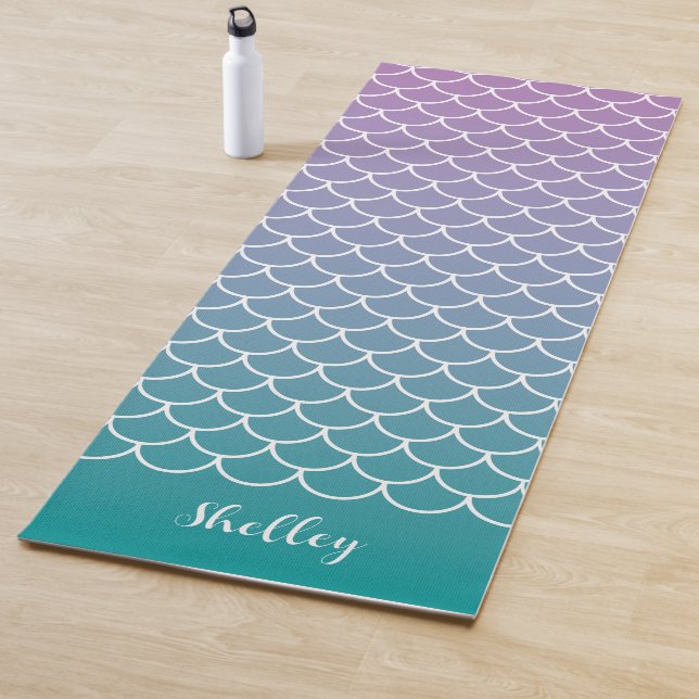 Lilac Aquamarin Gradient Mermaid Fishscale Yogamatte (Beispiel)