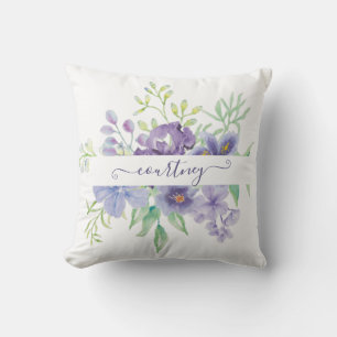 Lilac Aquarellblume personalisiert Kissen