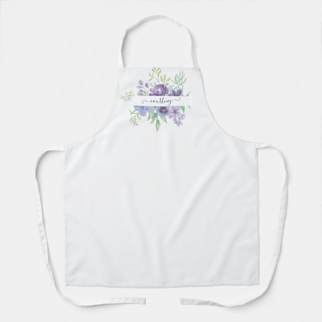 Lilac Aquarellblume personalisiert Schürze (Vorderseite)