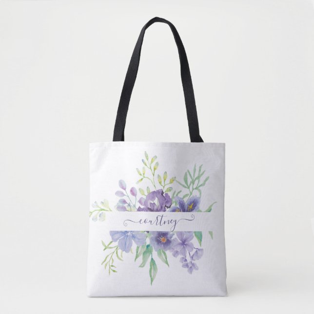 Lilac Aquarellblume personalisiert Tasche (Vorderseite)