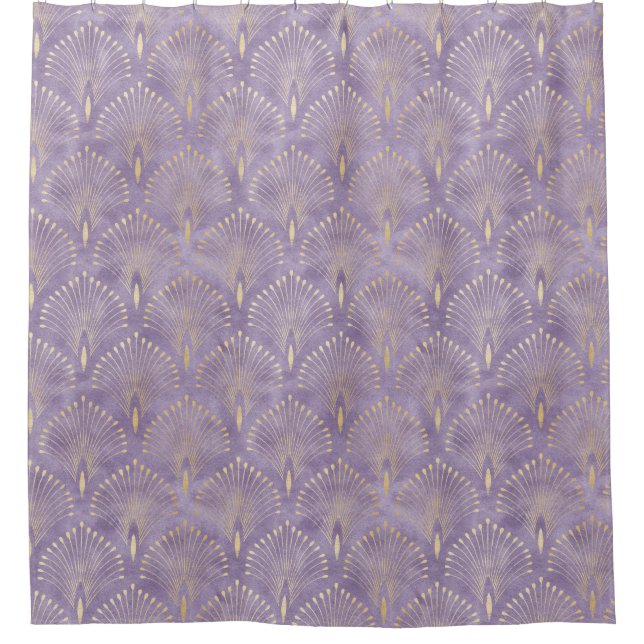 Lilac aquarelle rideau de douche art déco (Devant)