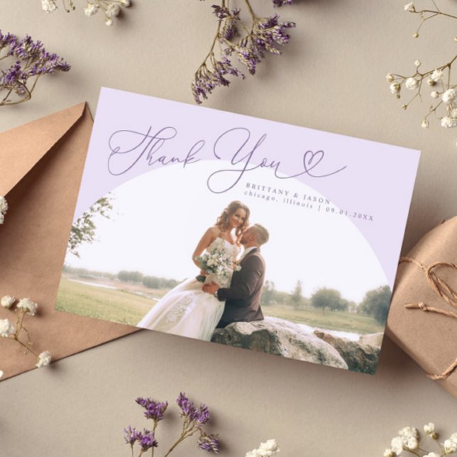 Lilac Arch Wedding Danke, Script Dankeskarte (Von Creator hochgeladen)