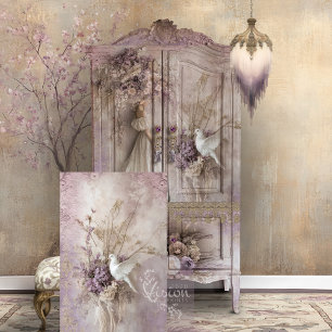 Lilac Blooms Dove & Romantic Rustic Floral Seidenpapier