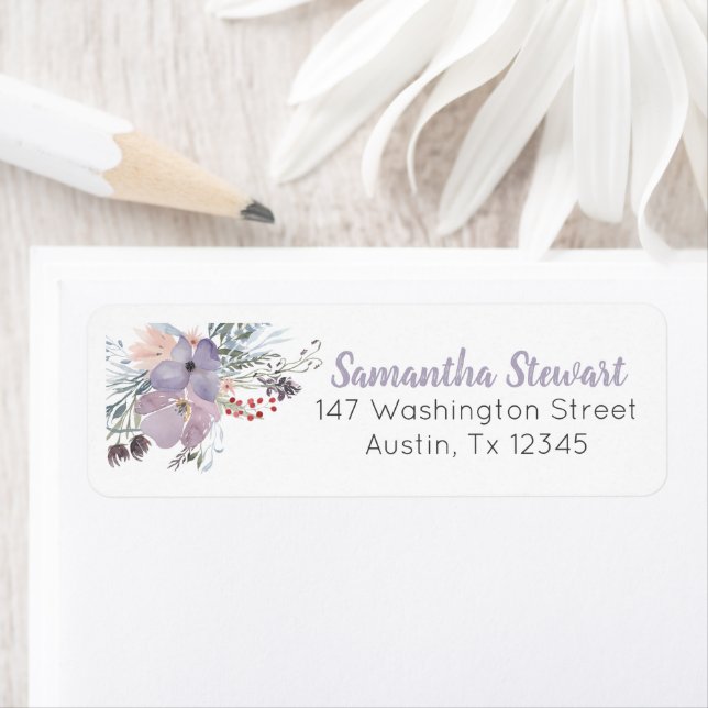Lilac Blooms Floral Custom Stationery Address (Insitu)