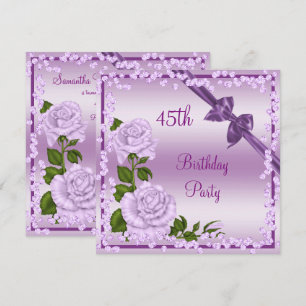 Lilac Blossom, Bows & Diamonds 45. Geburtstag Einladung