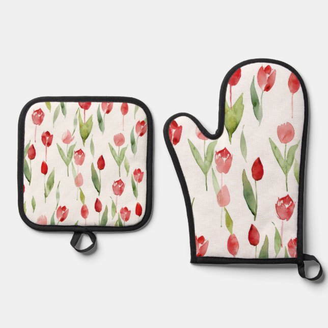 Lilac Blossom Kitchen Set" Ofenhandschuh & Topflappen-Set (Vorderseite)