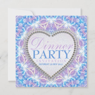 Lilac Blue Bohemian Glow Diner fêtes Invitations