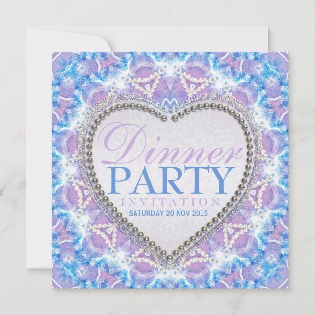 Lilac Blue Bohemisch Glow Dinner Party Einladungen (Vorderseite)