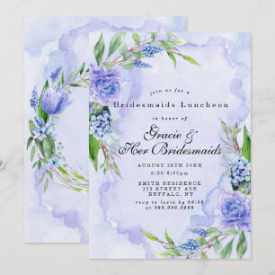 Lilac Blue Floral Bridesmaids Invitations de déjeu