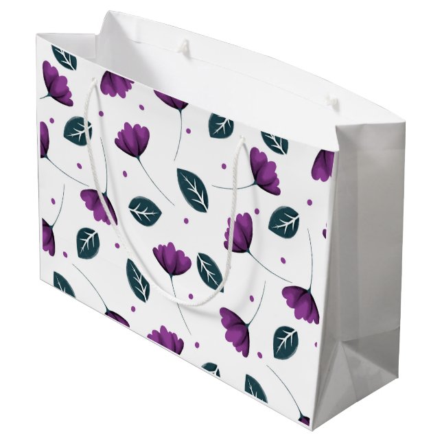 Lilac-Blume auf einem weißen BG-Geschenkbeutel Große Geschenktüte (Rückseite Schrägansicht)