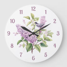 Lilac Blume & Bird Botanical Illustration Wall