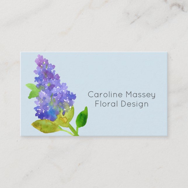 Lilac Blume Botanische Pflanze Wasserfarbe Visitenkarte (Vorderseite)