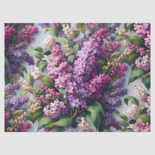 Lilac-Blume Botanisches Wasserfarbendekoupage Seidenpapier (Vorderseite)