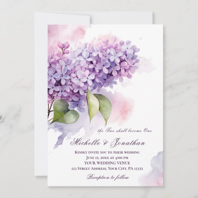 Lilac Blume Christlich Bible Verse Wedding Einladung (Vorderseite)