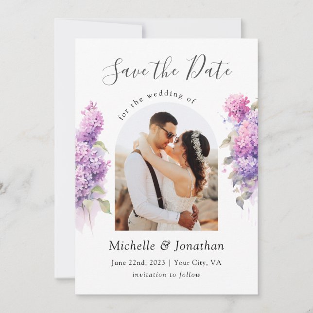 Lilac Blume Foto Bible Verse Christlich Hochzeit Save The Date (Vorderseite)