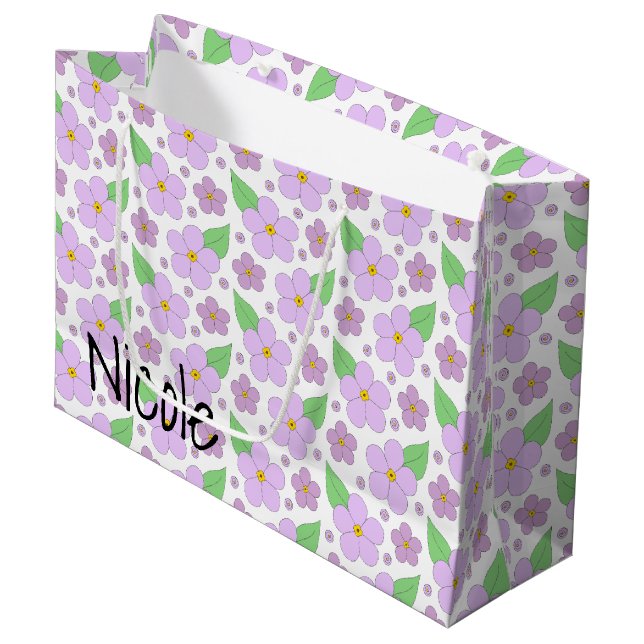 Lilac Blume Große Geschenktasche Große Geschenktüte (Vorderseite Schrägansicht)