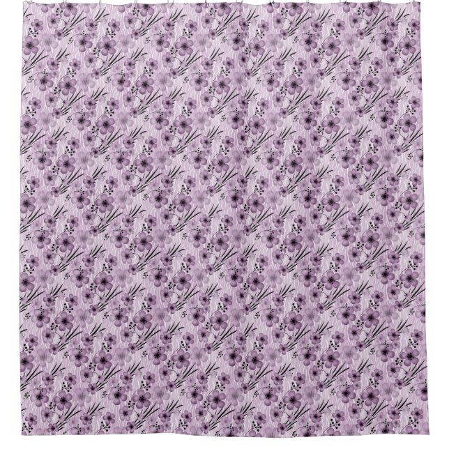 Lilac-Blume-Muster auf Tigerhintergrund Duschvorhang (Vorderseite)