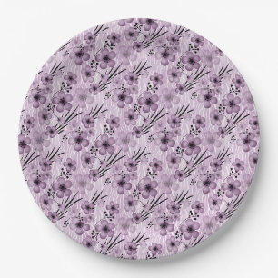 Lilac-Blume-Muster auf Tigerhintergrund Pappteller